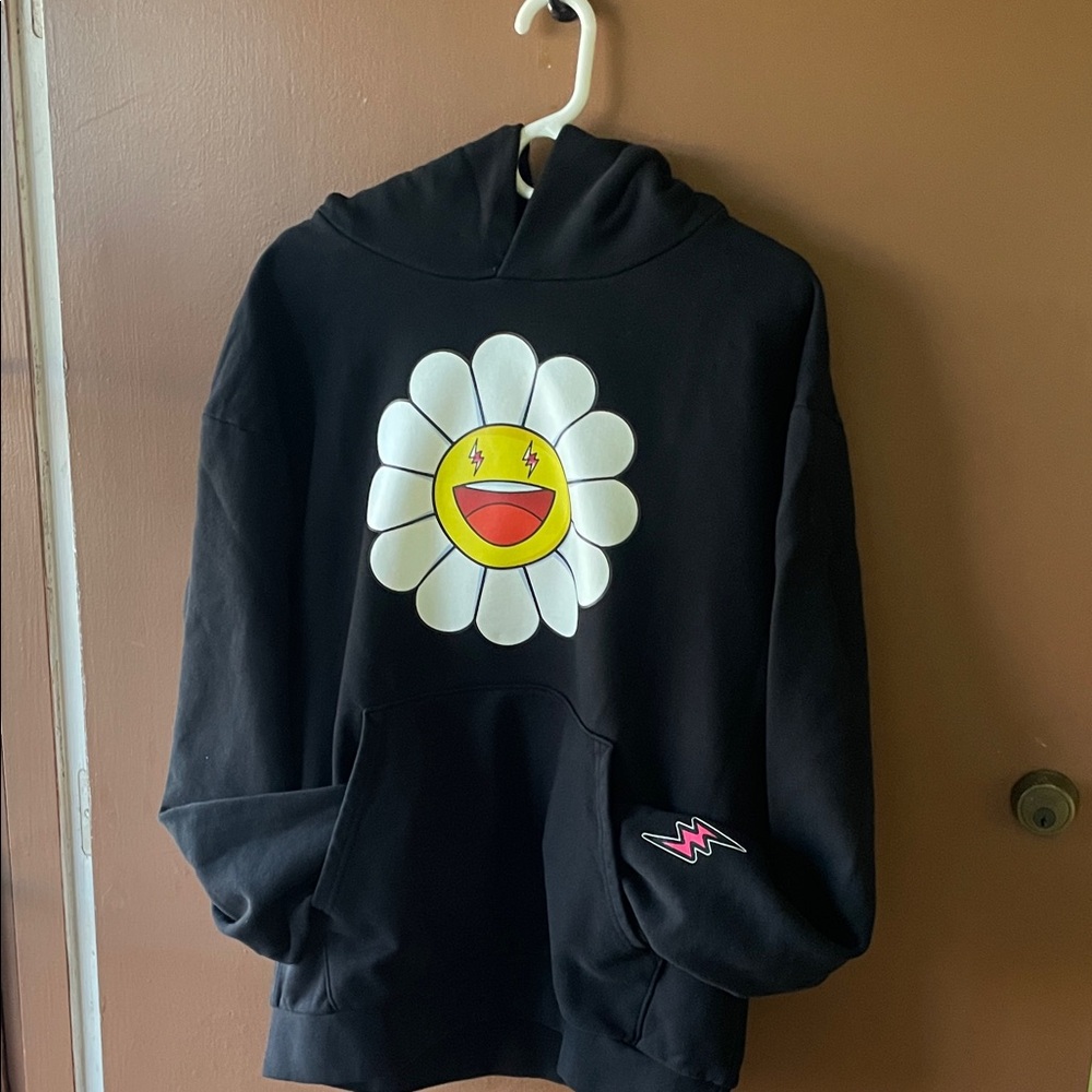 Takashi Murakami Flower Black Hoodie in collab with J Balvin Blanco size M